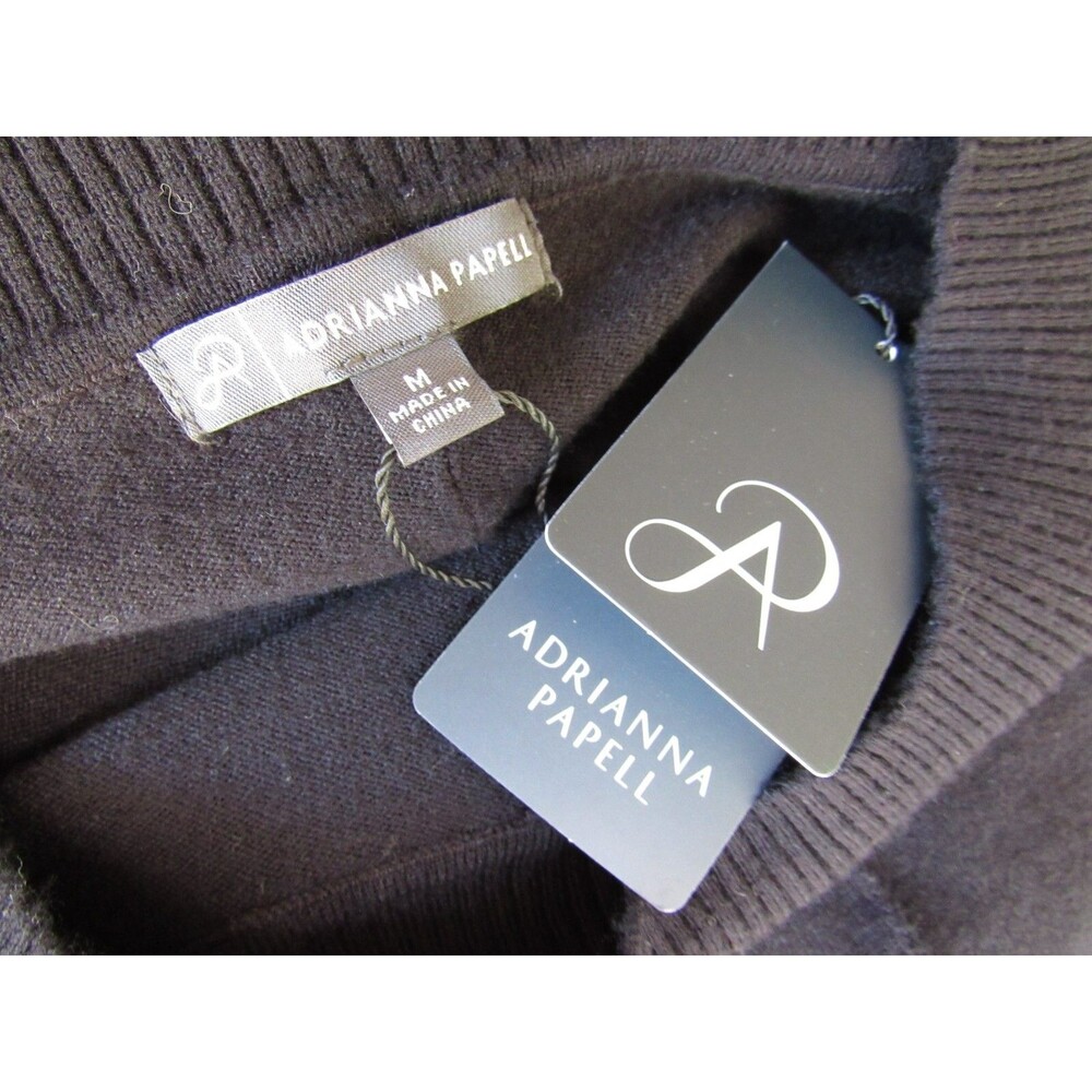 NWT Adrianna Papell Womens M Sweater Black Long Sleeve Pullover Middle Seam - Picture 4 of 16